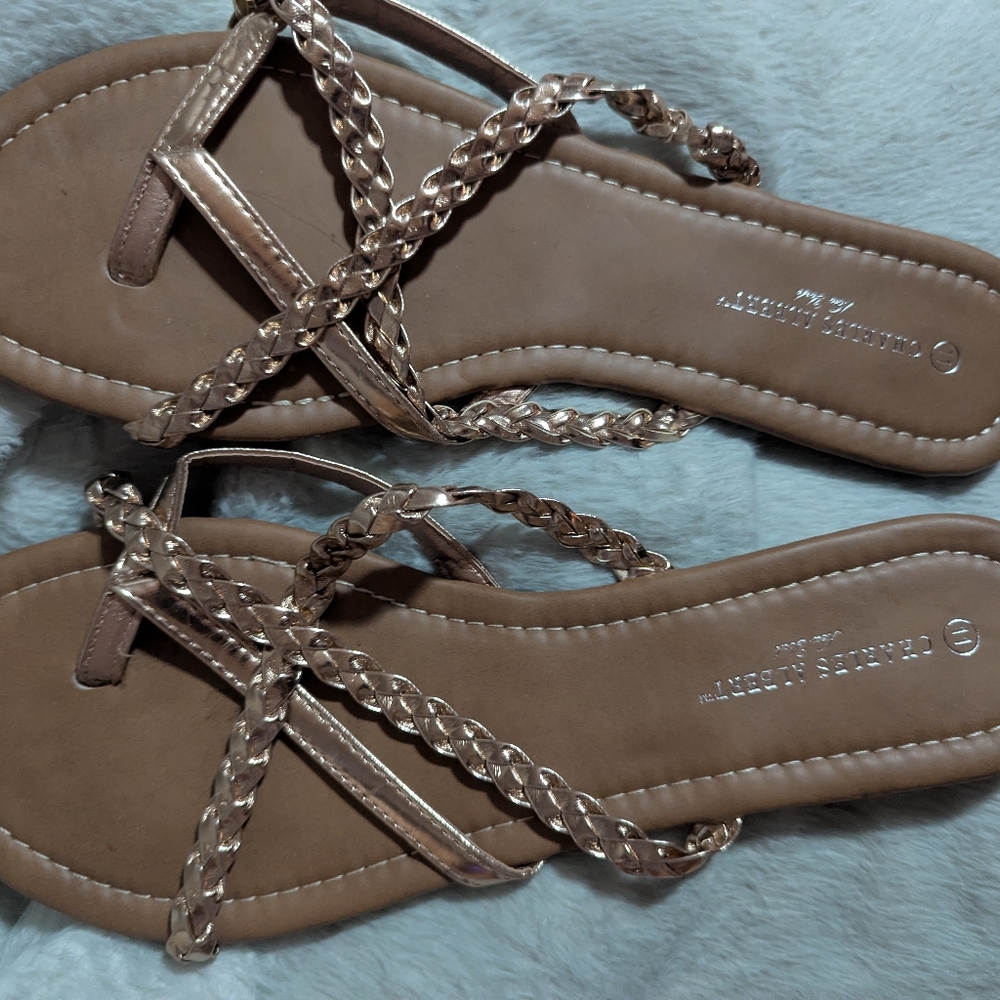 Charles Albert Women's Braided Gold Sandals
